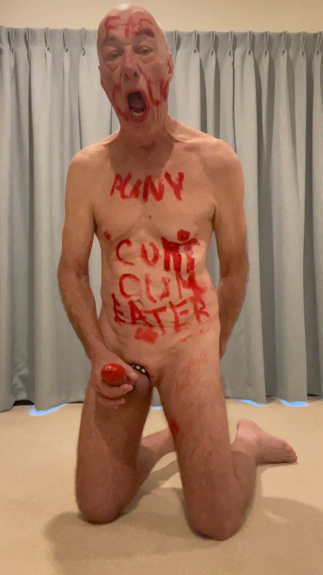 punyc*nt performs a jerk off and cum eating show for the camera (Part 1)