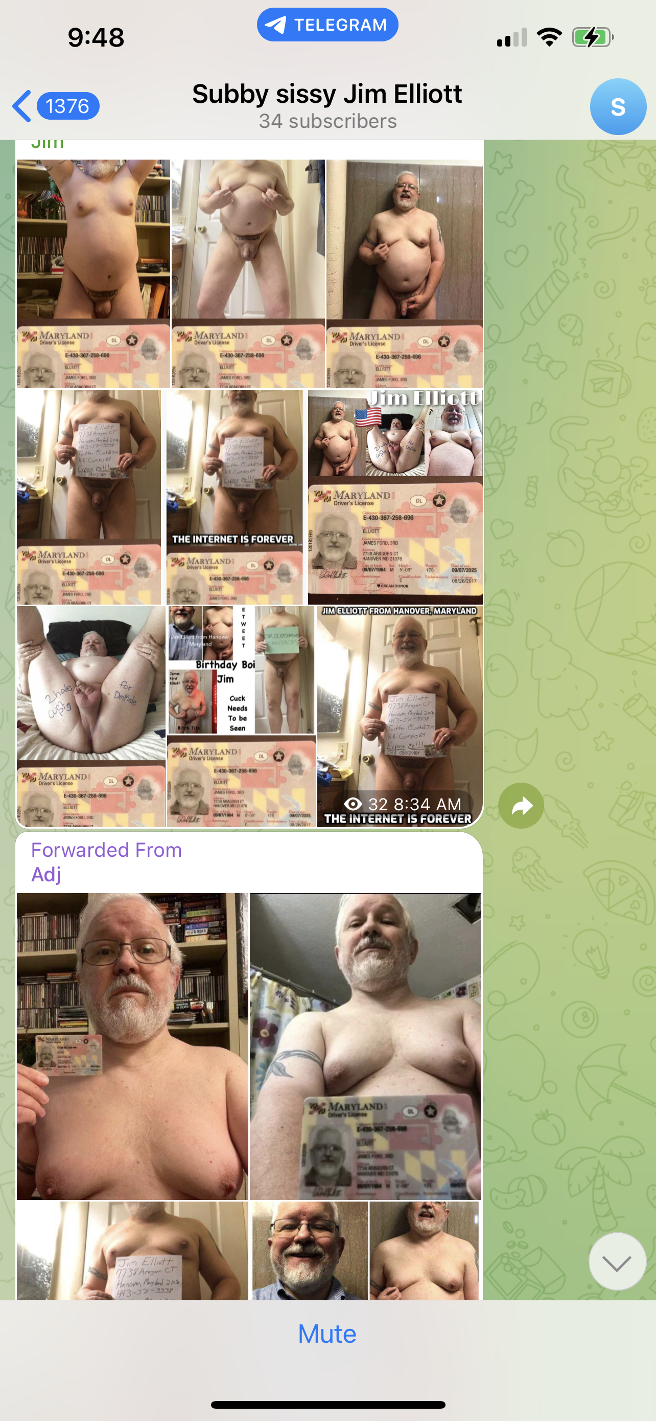 Sunny Sissy Jim Elliott exposed on Telegram