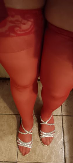 Red stockings make me feel so slutty