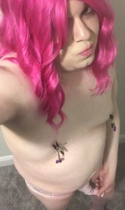 Sissy Donna humiliated in pink sissy pouch panties