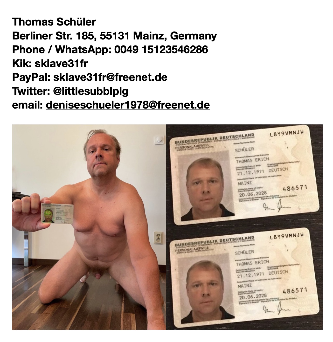 Piggy sl*t Thomas from Mainz alias @piggyslavemz to be exposed
