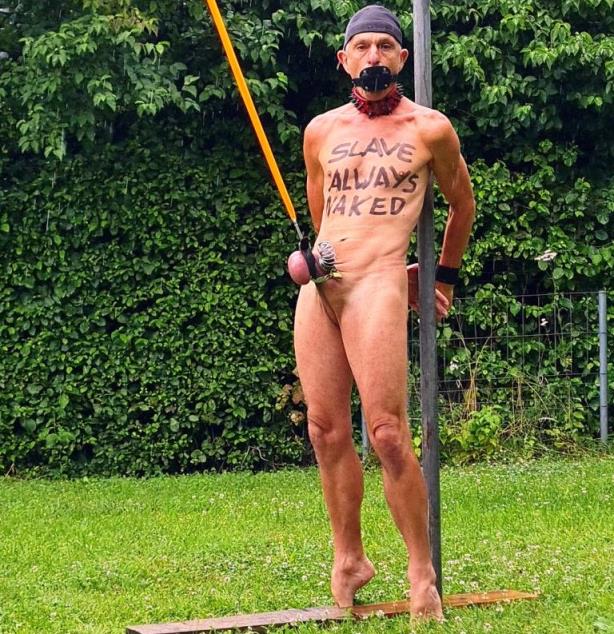 naked slave pig exposed punished outdoor humiliating body writing