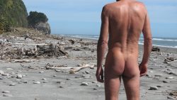 faggot Steve jerking on beach