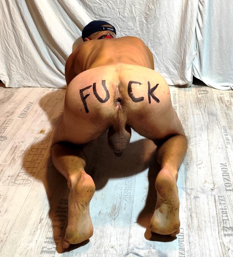 naked slave pig exposed handcuffed humiliating body writing