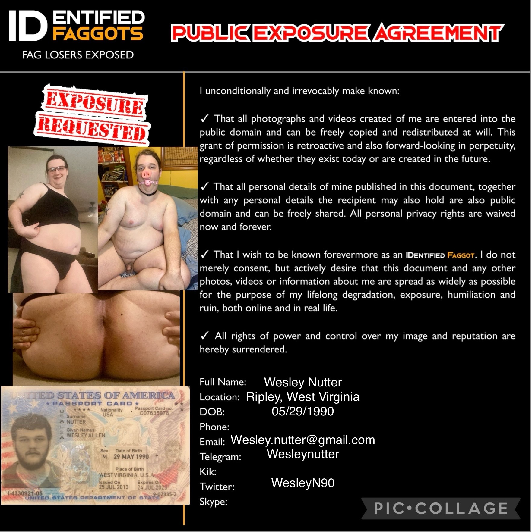 Wesley Nutter – Fat West Virginia piggy exposed