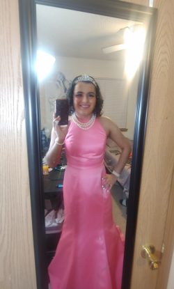 Sissy in a prom dress