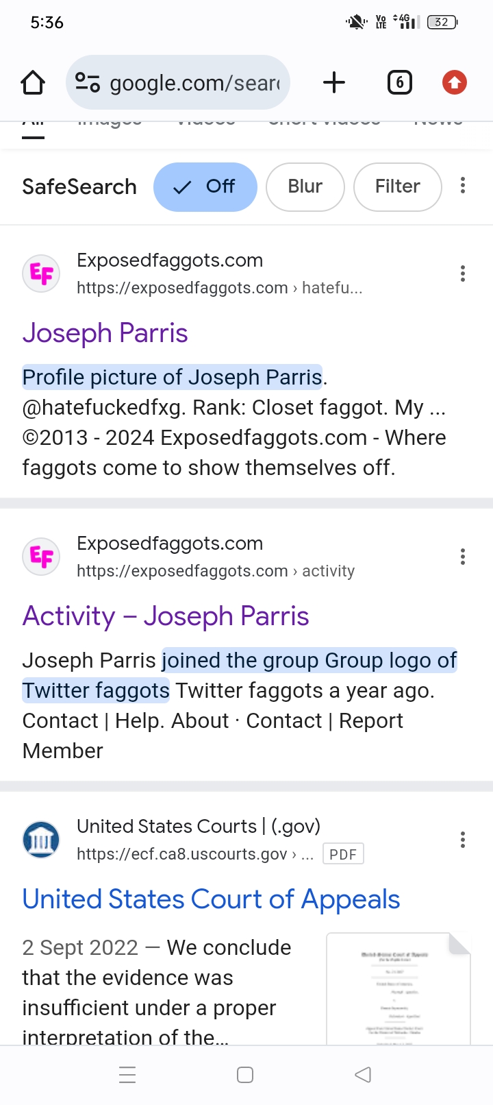 Joseph Parris bimbobuttsl*tt  – “Joseph Parris Exposed f*ggots” + “bimbo ...