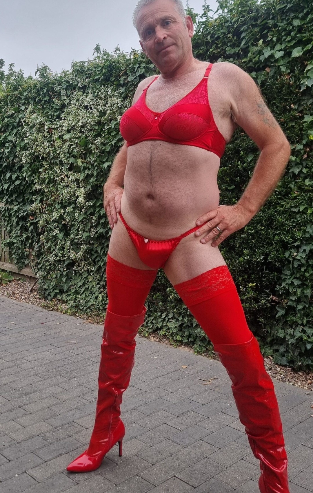 f*ggot in red lingerie