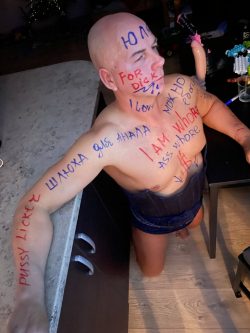 humiliating body and face writing