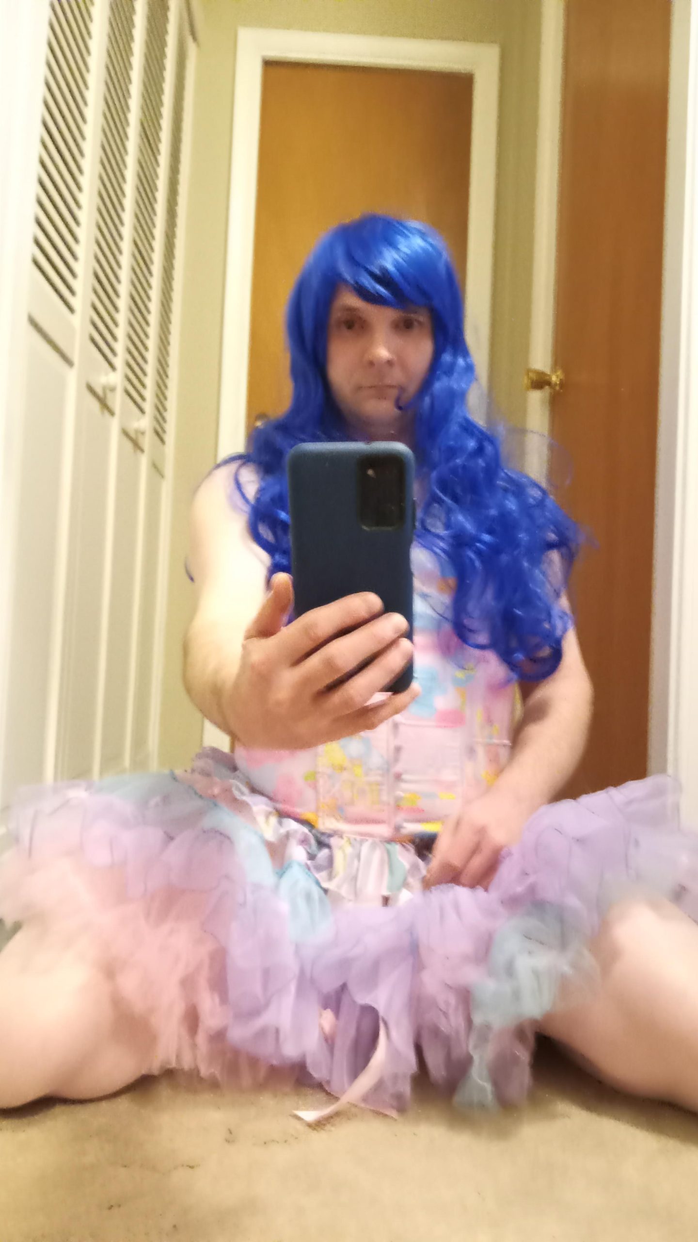 Pink Dress Blue Hair