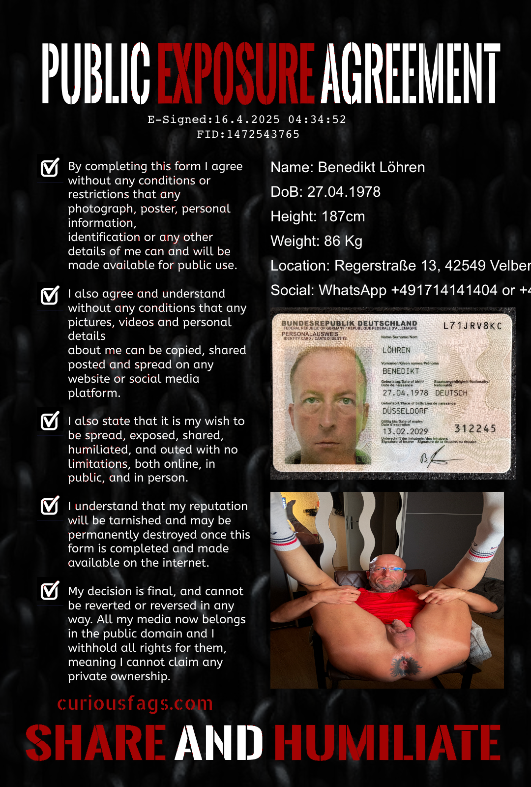 Benedikt Löhren – Sissy bitch Benedikt Löhren wanna get fucked hard!!