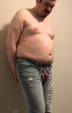 ~ chub in chastity and jeans – pathetic caged pig completely exposed