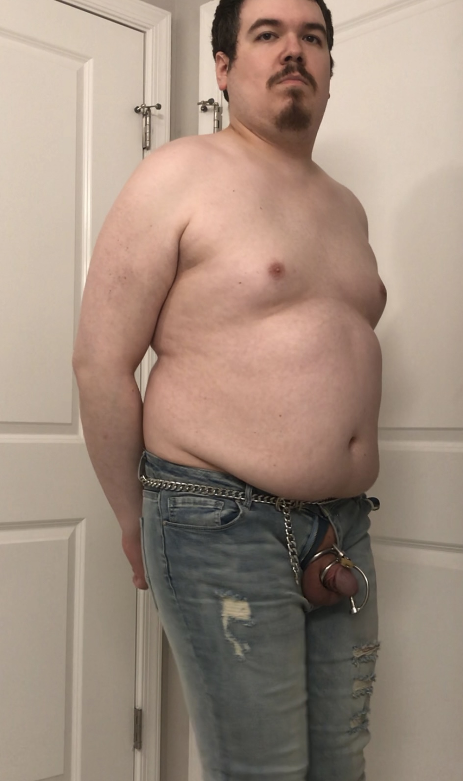 ~ chub in chastity and jeans – pathetic caged pig completely exposed