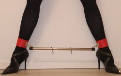 Black heels on and completely still.