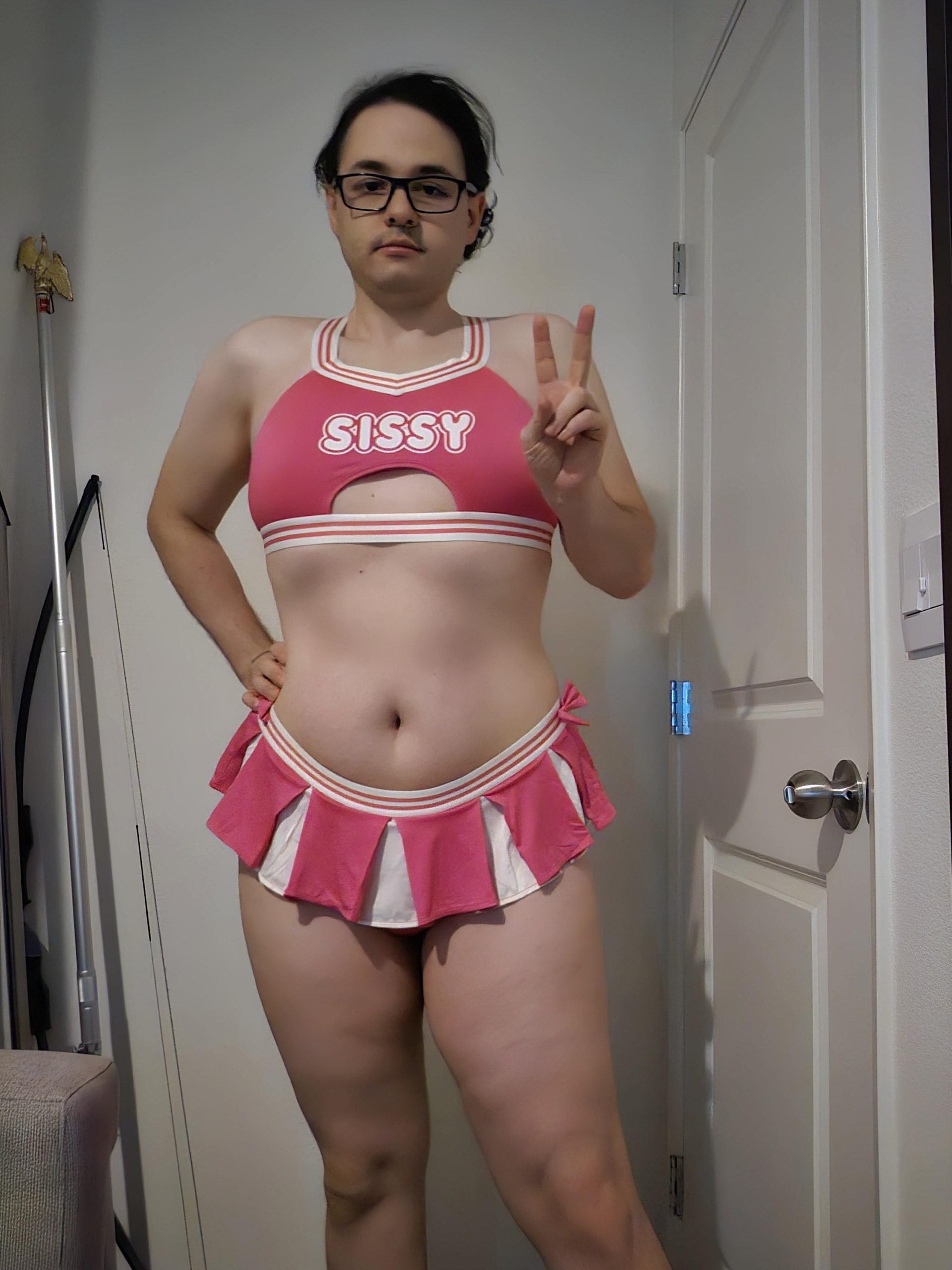 Sissy Chrissy in cheer outfit