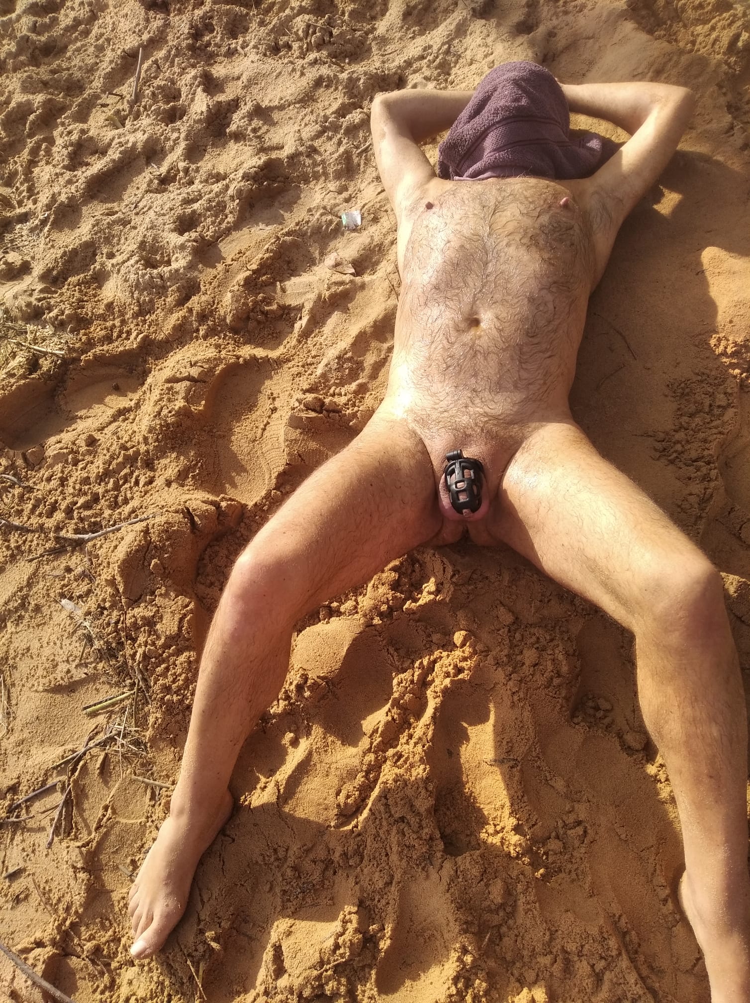 Slave4udom, slave chastity and training in the forest and on the beach