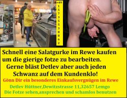 Detlev Hüttner – LemgoFotze Detlev Hüttner wants to be a well-known f*ggot in its town.