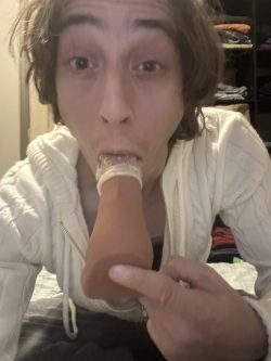 Sissy cocksucker Sasha eating my own cum