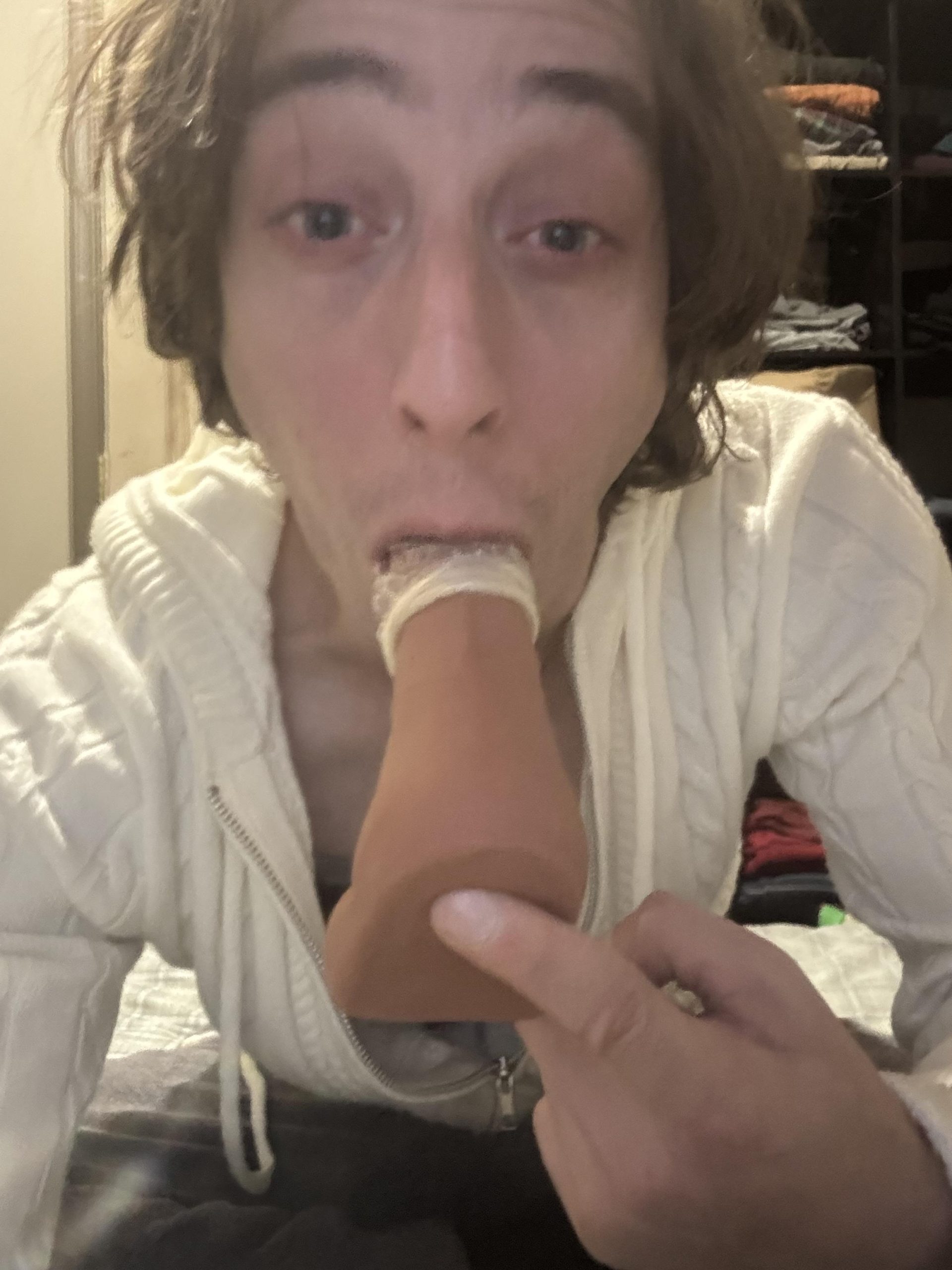 Sissy cocksucker Sasha eating my own cum