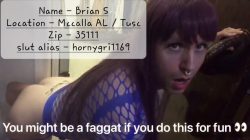 Share sissy Brian S in Mccalla AL 35111 Tweet/Share Pwease aka Hornygri1169