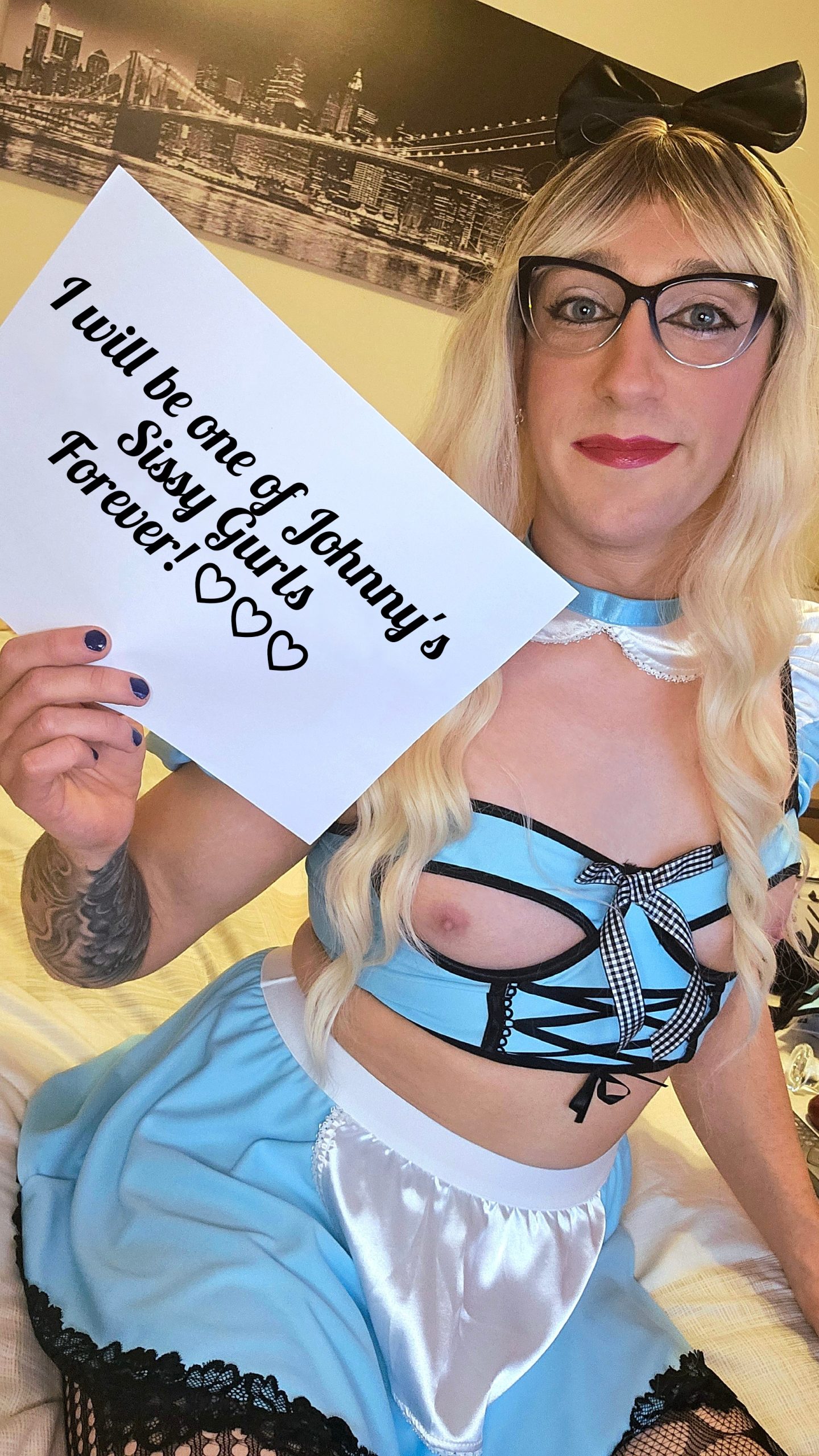 Sissy Jaymie Blue Skirt, Pink Nipples ♡