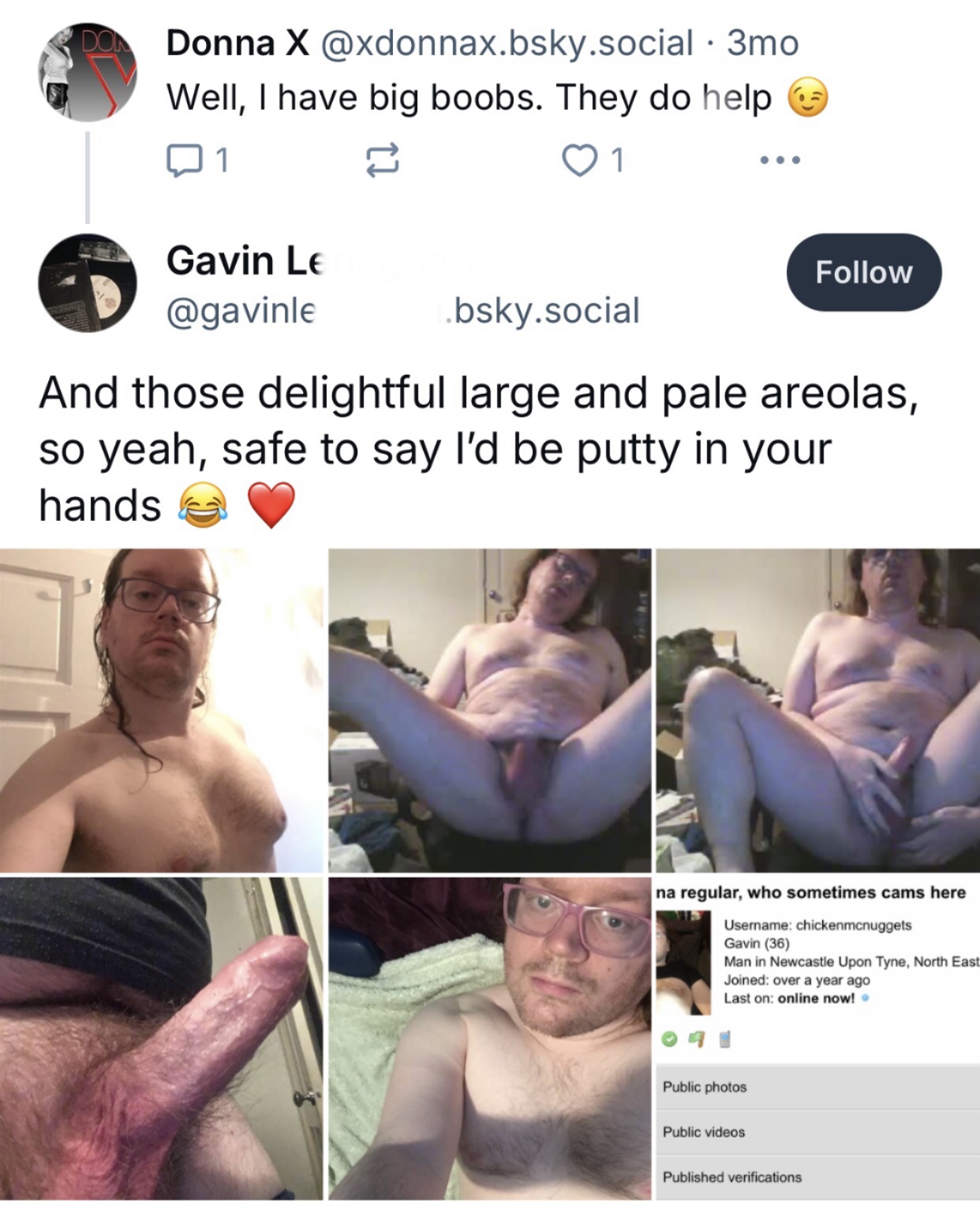 Newcastle artist Gavin L’s private life with men exposed