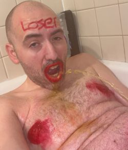 Close up loser piss face exposure