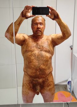Christof Jahn naked and smeared with shit