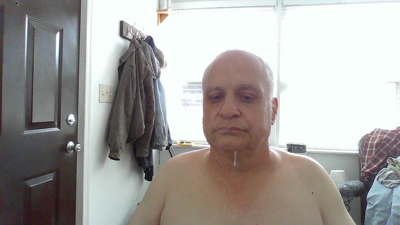 Old little dick f*ggot loser with cum on face