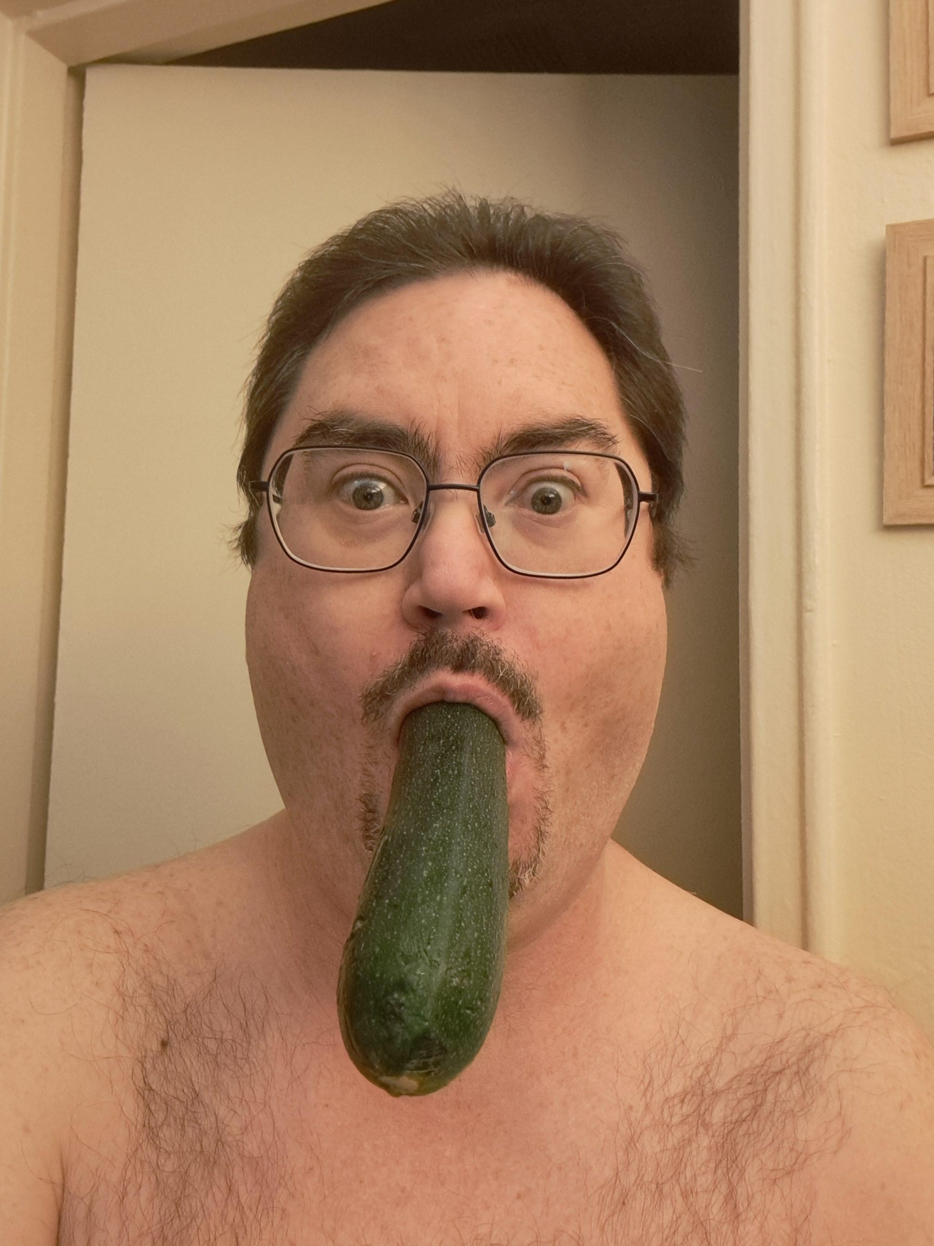 Sucking a cucumber wishing it was a cock