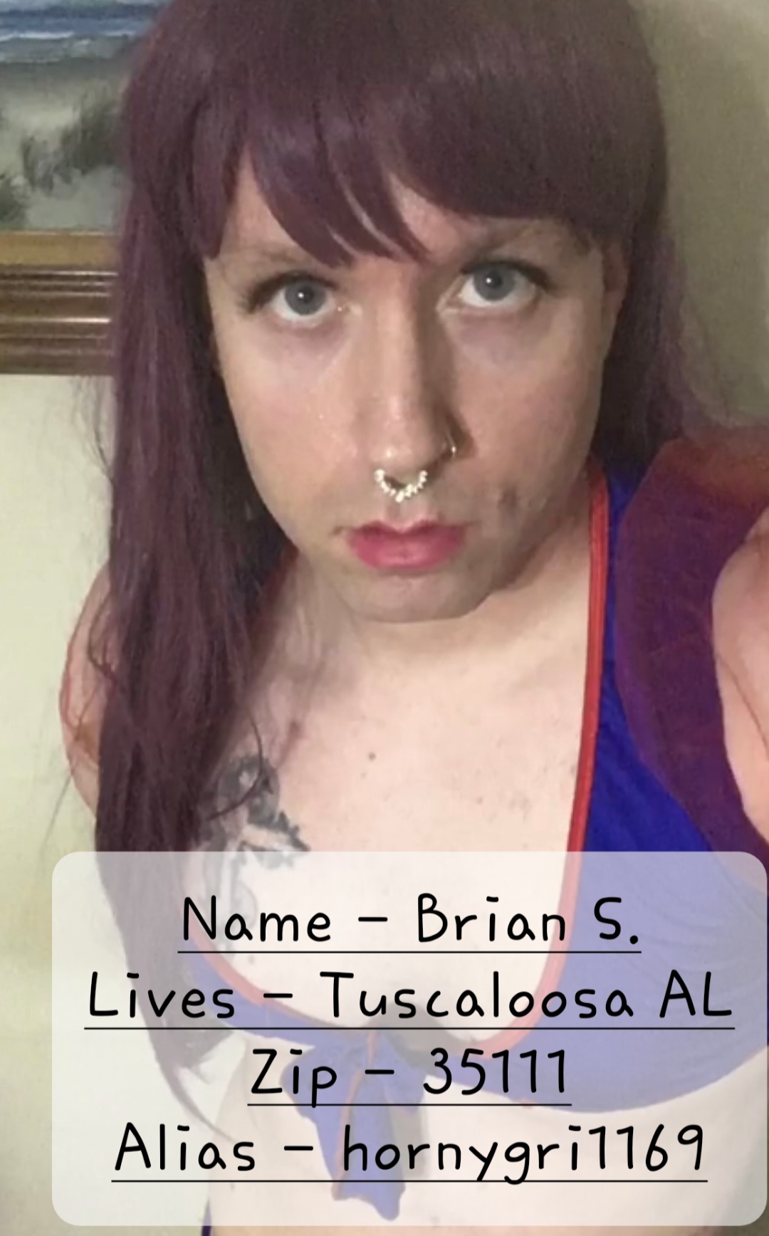 Pweeeease Share Sissy Brian S. from Tusc Alabama zip 35111 aka hornygri1169