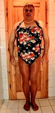 ~ Sissy in nylons pantyhose and swimsuit exposed