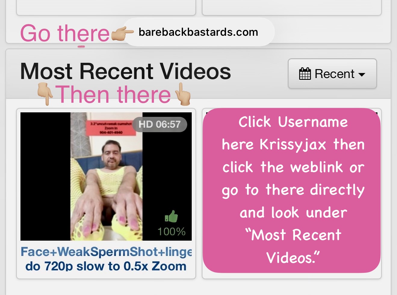4 vids up click username here “krissyjax,” then weblink
