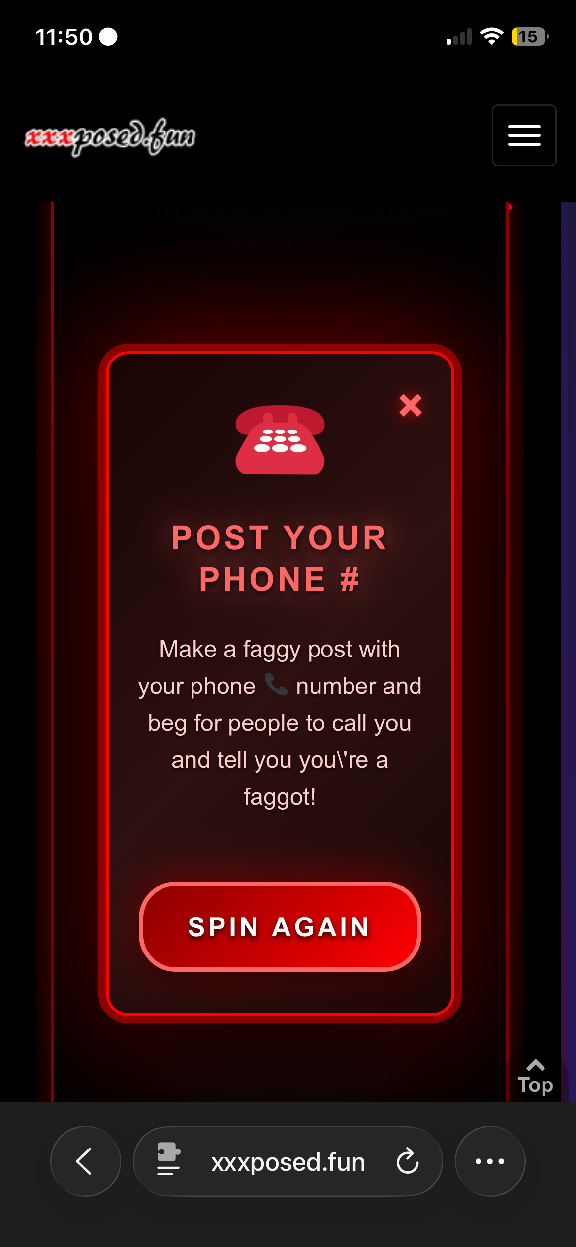 Post Your Phone Number – Nikki’s Wheel