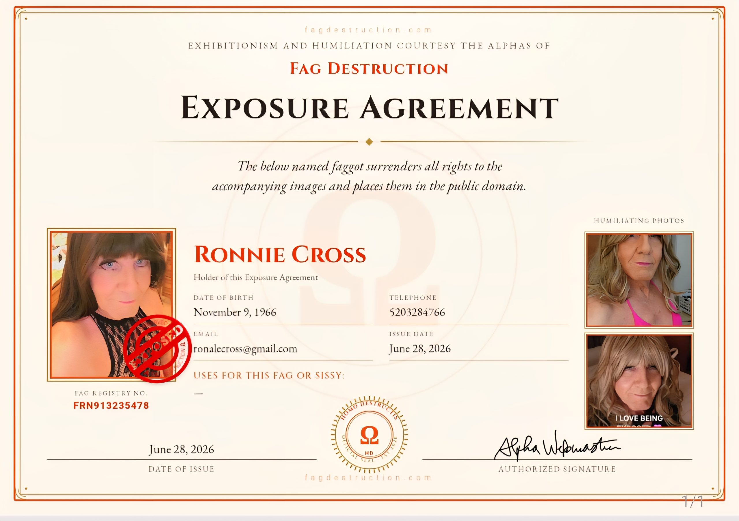 Exposed Sissy f*ggot