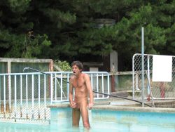Wanking public swimming pool Risky