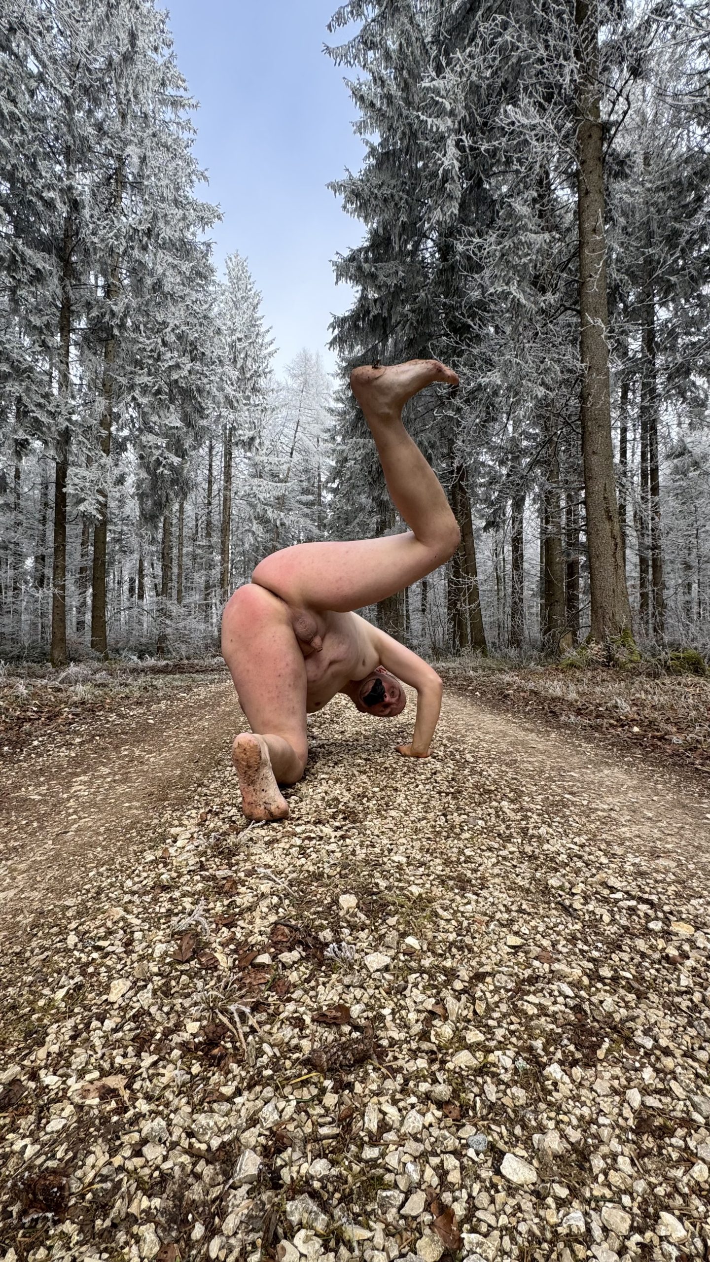 the f*ggot, Christoph Straubinger, naked in the forest –