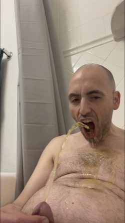 Pissing in my mouth, lying in bathtub of piss